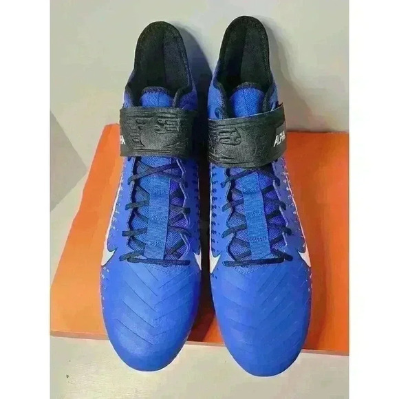 Nike Men’s 14 Alpha Menace Pro 2 MID Football Cleats Black Blue AQ3209 402 NEW - Picture 3 of 7
